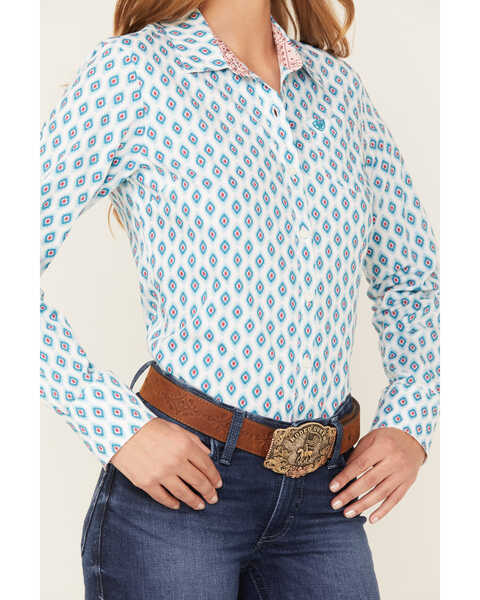 Image #3 - Ariat Women's Kirby Day Dreamer Print Button Down Long Sleeve Western Shirt, Blue/white, hi-res