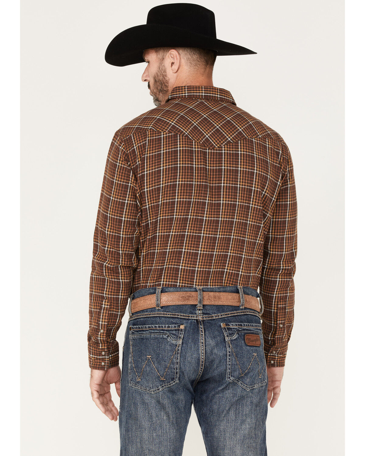 Image #4 - Cody James Men's Rusty Nail Plaid Print Long Sleeve Snap Western Flannel Shirt, Rust Copper, hi-res