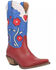 Image #1 - Dingo Comin Up Roses Floral Inlay Western Boots - Pointed Toe, Maroon, hi-res