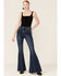 Rock & Roll Denim Women's Seamed Bell Bottom Jeans, Blue, hi-res