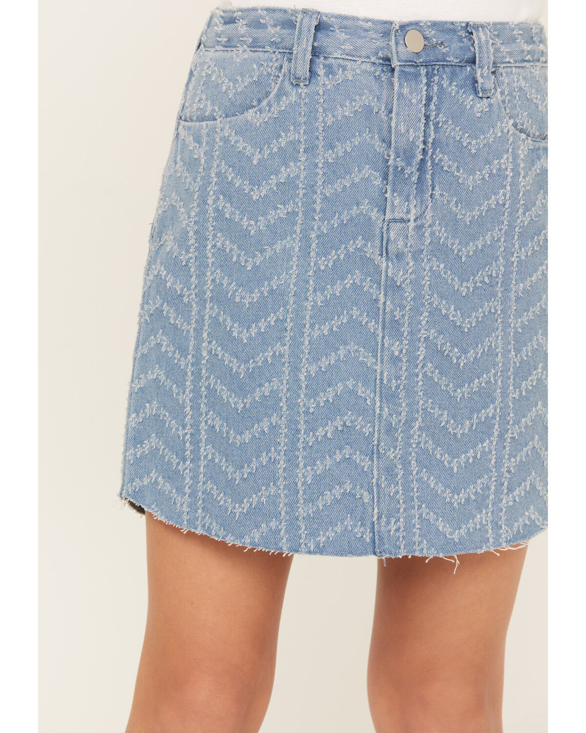 Image #2 - Hayden Girls' Herringbone Textured Denim Skirt, , hi-res