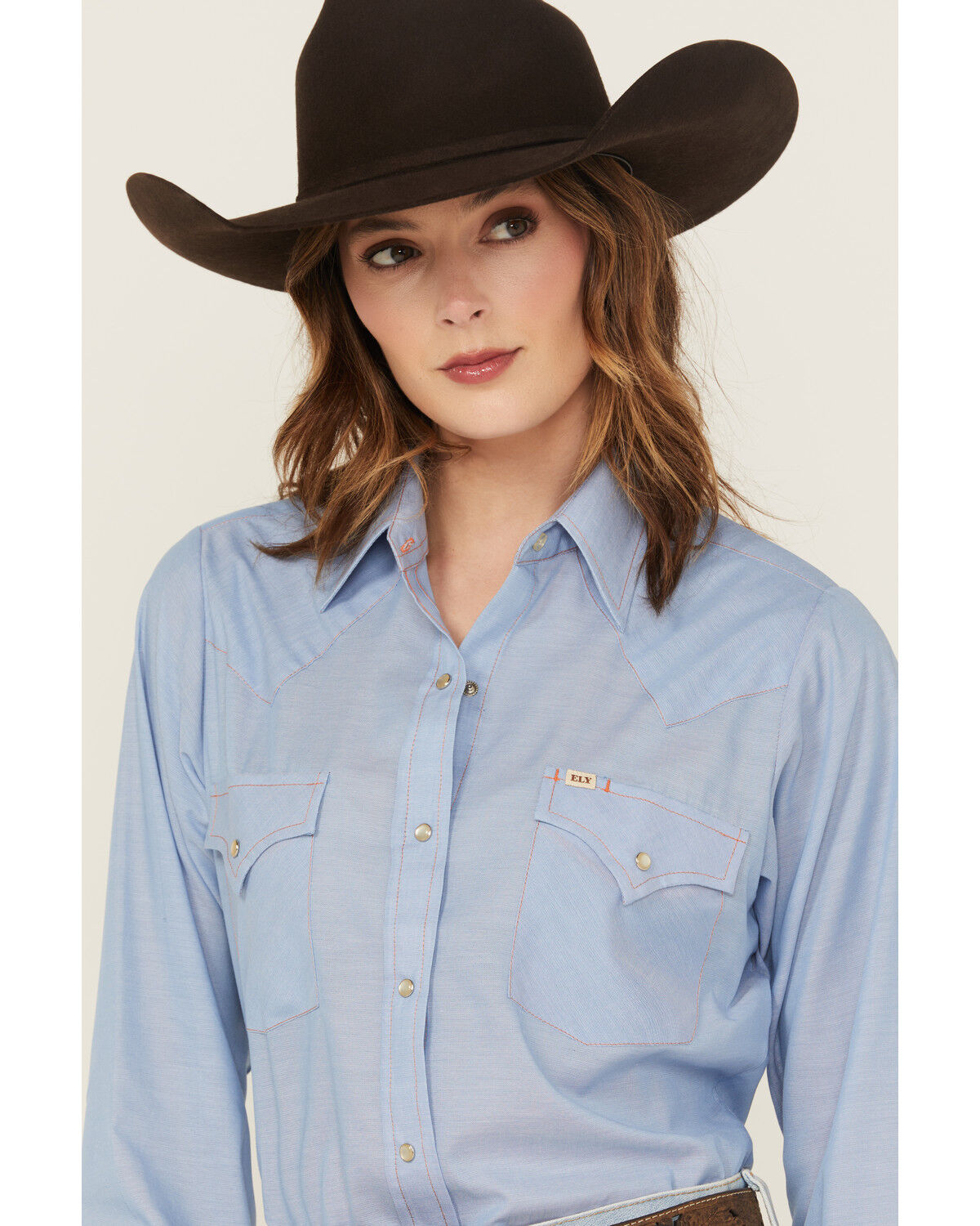 Image #2 - Cowboygirl by Jenna Paulette Women's Solid Long Sleeve Pearl Snap Western Shirt, Blue, hi-res