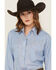Image #2 - Cowboygirl by Jenna Paulette Women's Solid Long Sleeve Pearl Snap Western Shirt, Blue, hi-res