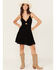 Image #1 - Angie Women's Eyelet Knot Front Mini Dress, Black, hi-res