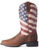 Ariat Women's Round Up Patriot Western Performance Boots - Square Toe, Brown, hi-res