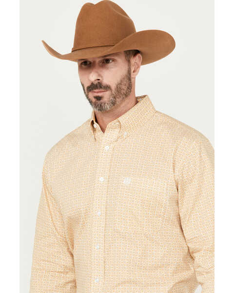 Image #2 - Panhandle Select Men's Geo Print Long Sleeve Button-Down Western Shirt, Yellow, hi-res