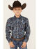 Image #1 - Cinch Boys' Paisley Print Long Sleeve Button-Down Western Shirt, Blue, hi-res