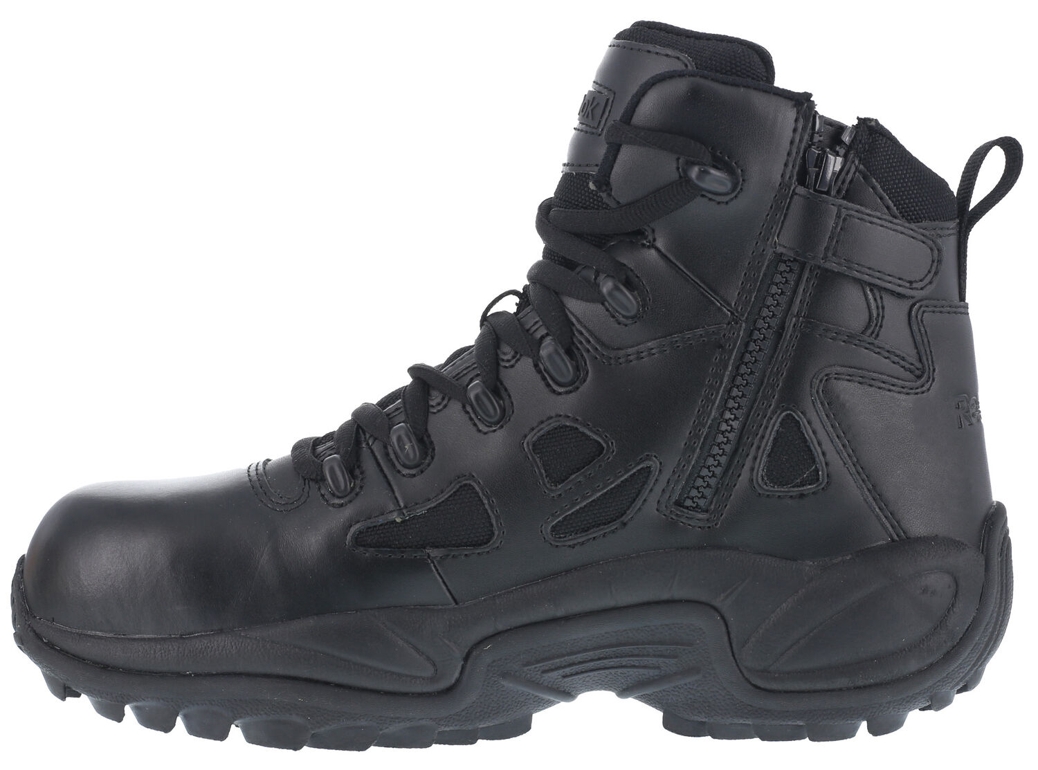 Image #4 - Reebok Men's Stealth 6" Lace-Up Side Zip Work Boots - Composite Toe, Black, hi-res