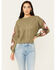 Image #1 - Rock & Roll Denim Women's Southwest Sleeve Long Sleeve Sweater , Olive, hi-res