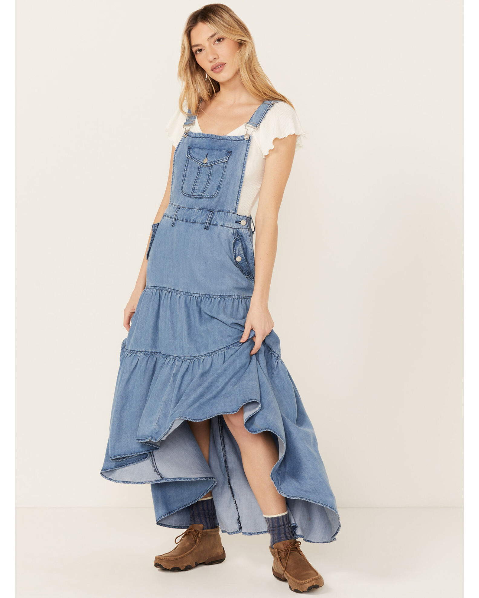 Vibrant Denim Women s Medium Wash Overall Denim Dress