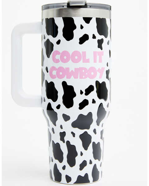 Image #1 - Boot Barn 40oz Cool It Cowboy Tumbler With Handle , Black/white, hi-res