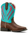 Image #1 - Ariat Girls' Quickdraw VentTek Western Boots - Broad Square Toe, Turquoise, hi-res