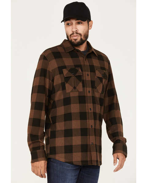 Image #2 - Brothers and Sons Men's Large Jacquard Plaid Button Down Western Shirt , Brown, hi-res