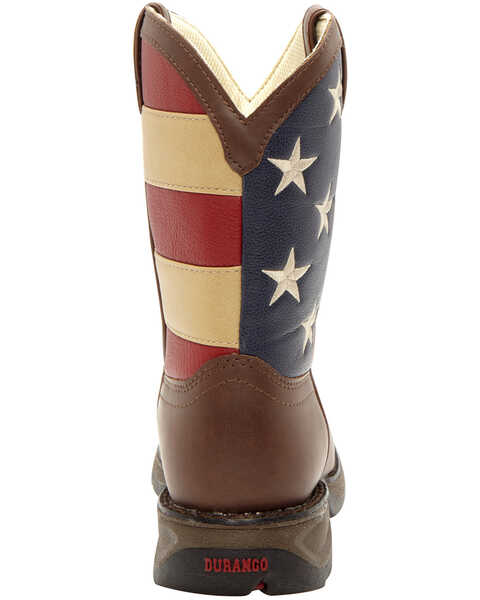 Image #7 - Durango Boys' American Flag Western Boots - Square Toe, Brown, hi-res