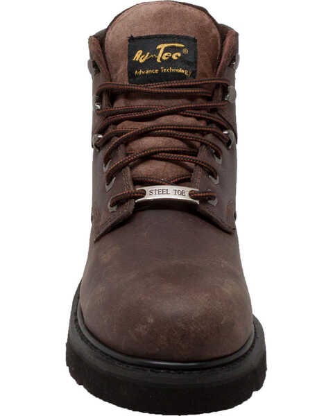 Image #3 - Ad Tec Men's 6" Leather Work Boots - Steel Toe, Brown, hi-res
