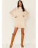 Very J Women's Chiffon Dobby Dot Mock Neck Long Sleeve Dress, Cream, hi-res