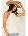 Image #2 - Shyanne Women's Stretch Lace Halter Fringe Tank, Cream, hi-res