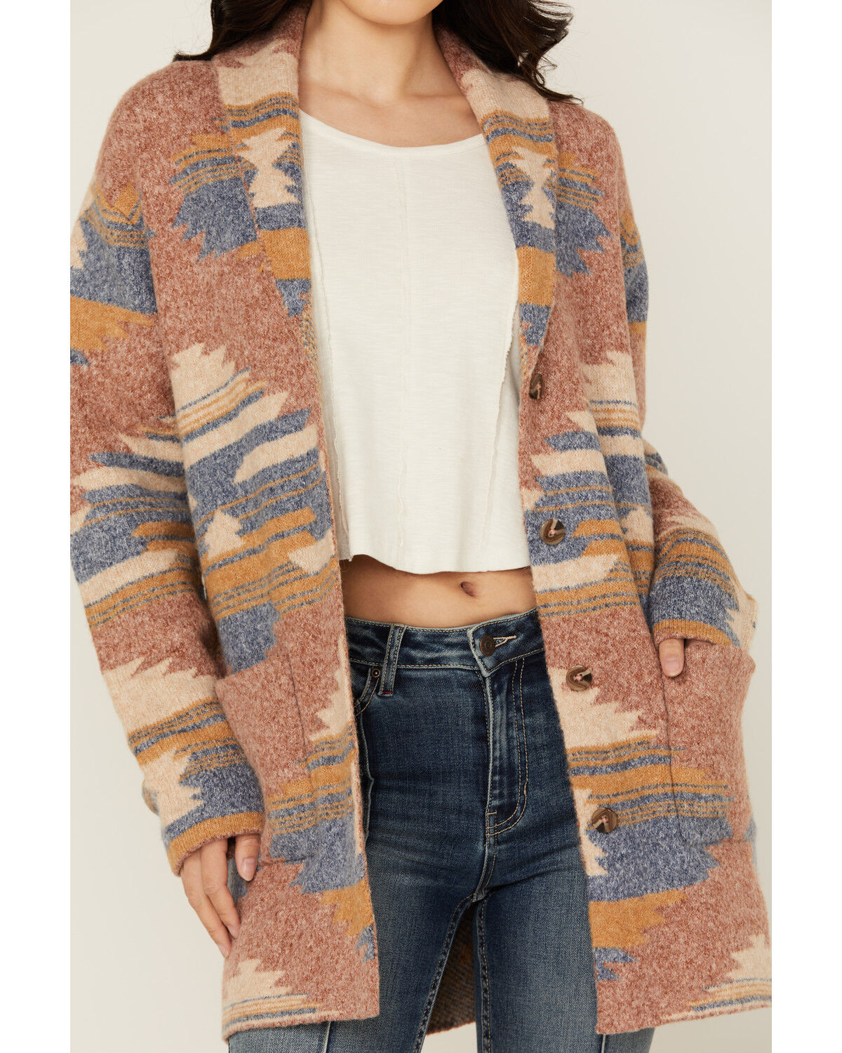 Image #3 - Idyllwind Women's Crosswind Southwestern Print Cardigan, Sand, hi-res