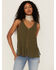Image #1 - Cleo + Wolf Women's Olive Relaxed Button Front Slub Tank, Olive, hi-res