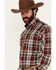 Image #2 - Cinch Men's Plaid Print Long Sleeve Button-Down Western Shirt, Red, hi-res