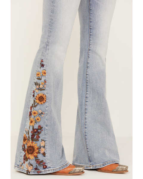 Image #2 - Driftwood Women's Light Wash High Rise Falling Sunflower Flare Jeans, , hi-res
