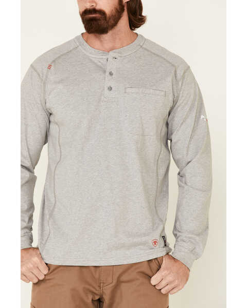 Image #3 - Ariat Men's FR Air Henley Long Sleeve Work Shirt , Heather Grey, hi-res
