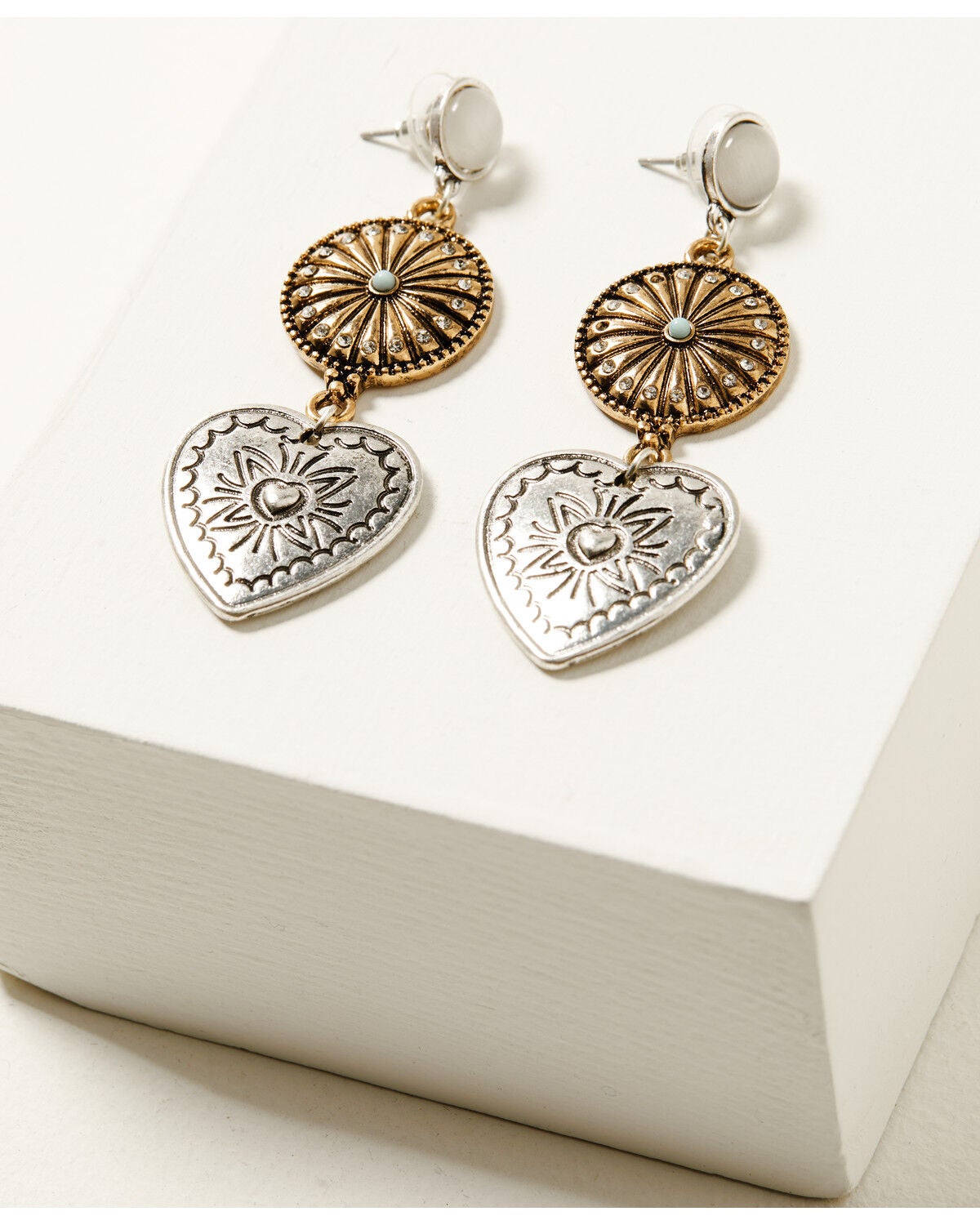 Shyanne Women's Heart Statement Earrings, Multi, hi-res