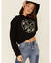 Country Deep Women's Hotter Then A 2 Dollar Cropped Hooded Sweatshirt , Black, hi-res