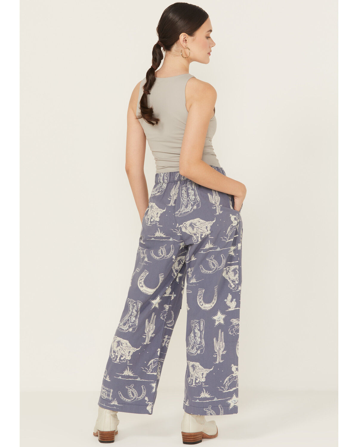 Image #3 - Free People Women's Seaside Rodeo Time Wide Leg Pants, Blue, hi-res