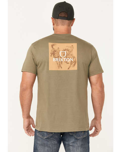 Image #1 - Brixton Men's Alpha Square Logo Short Sleeve Graphic T-Shirt, Olive, hi-res