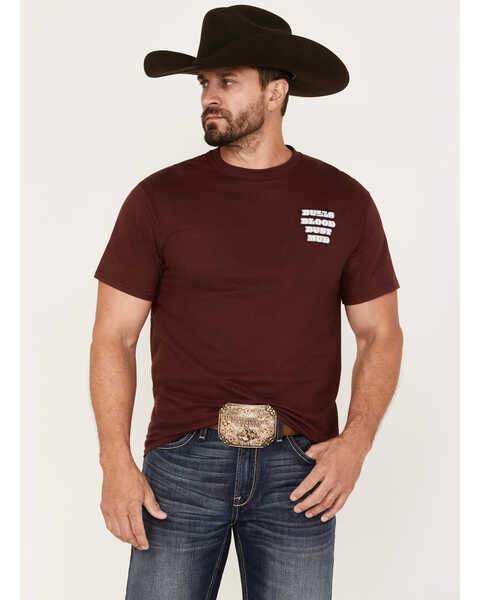 Cowboy Hardware Men's Call the Thing a Rodeo Short Sleeve Graphic T-Shirt, Maroon, hi-res