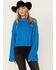 Image #1 - Revel Women's Turtleneck Cable Knit Cropped Sweater, Blue, hi-res