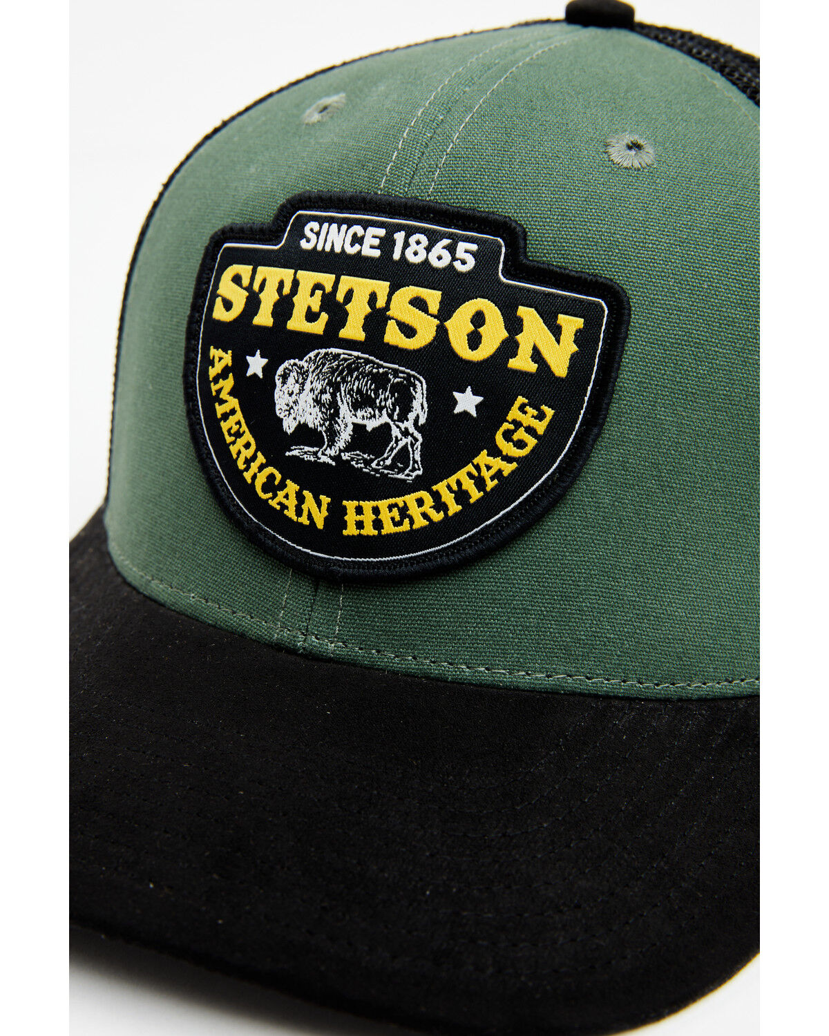 Image #2 - Stetson Men's Bison Patch Trucker Cap, Green, hi-res