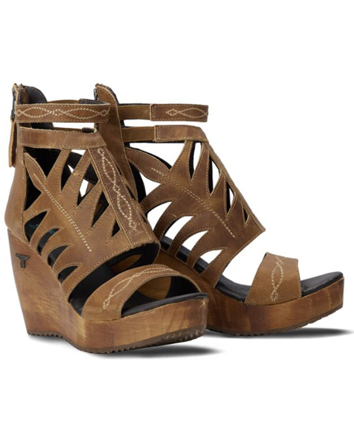 Image #1 - Lane Women's Becca Wedge Sandals, Brown, hi-res