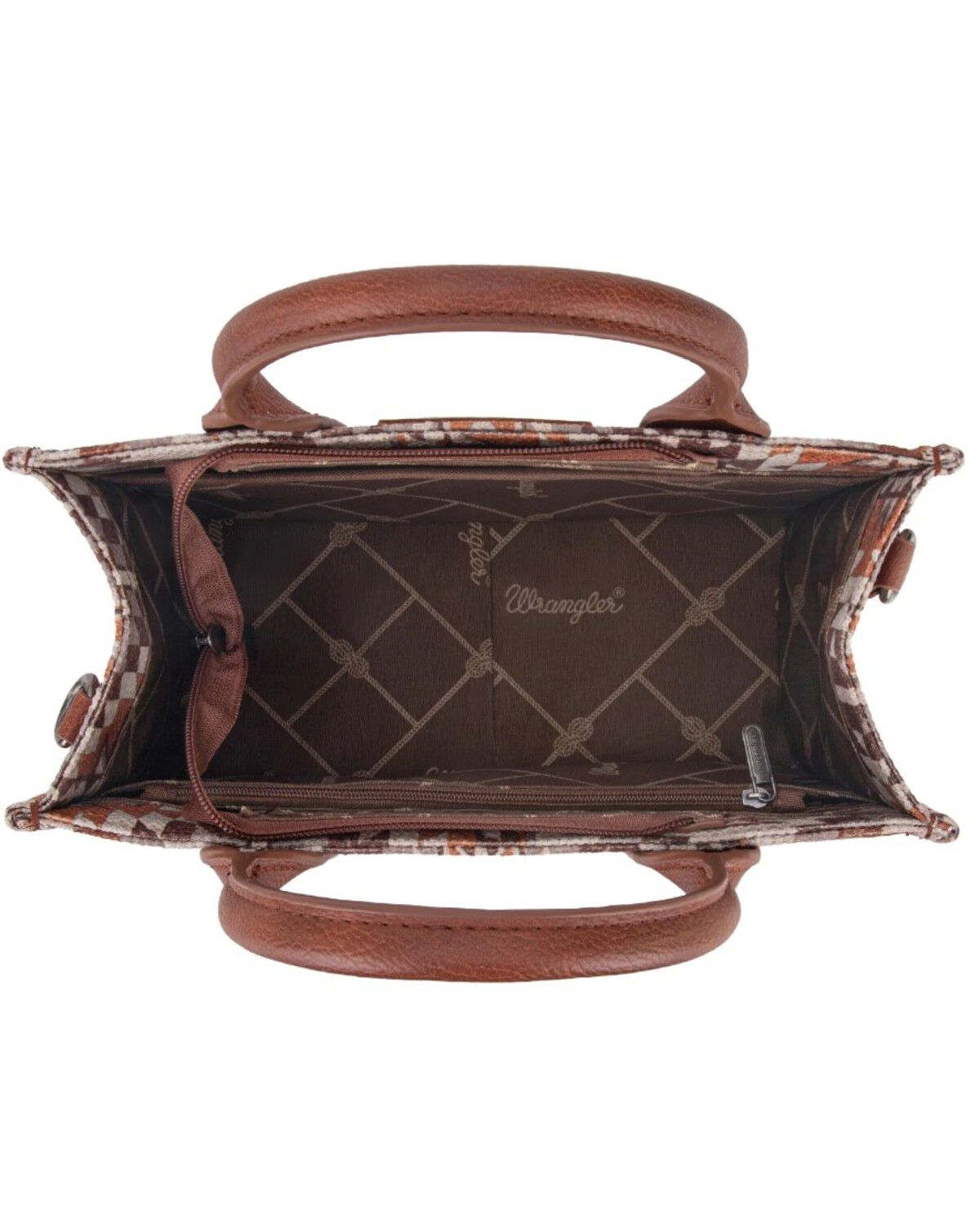 Image #3 - Wrangler Women's Southwestern Print Small Canvas Crossbody Bag, Brown, hi-res