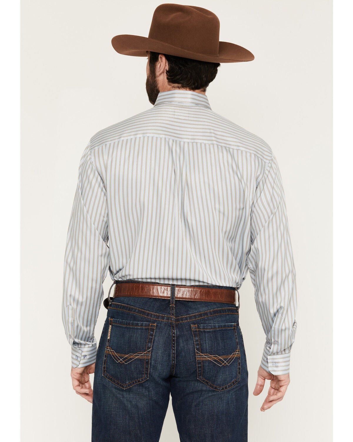 Image #4 - Cinch Men's Tencel&trade; Striped Long Sleeve Button-Down Western Shirt, Light Blue, hi-res