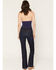 Image #4 - Haddad Women's Deep Ocean Dark Wash Bella Trouser Flare Stretch Denim Jeans, Dark Wash, hi-res