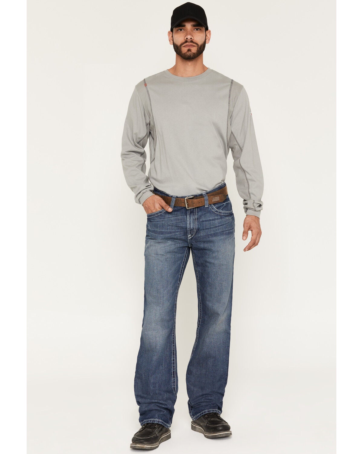 Ariat Men's FR M4 Ridgeline Bootcut Work Jeans, Denim, hi-res