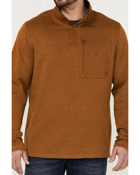 Image #3 - Brothers and Sons Men's Solid Quilt Weathered Mock 1/4 Button Front Pullover, Rust Copper, hi-res