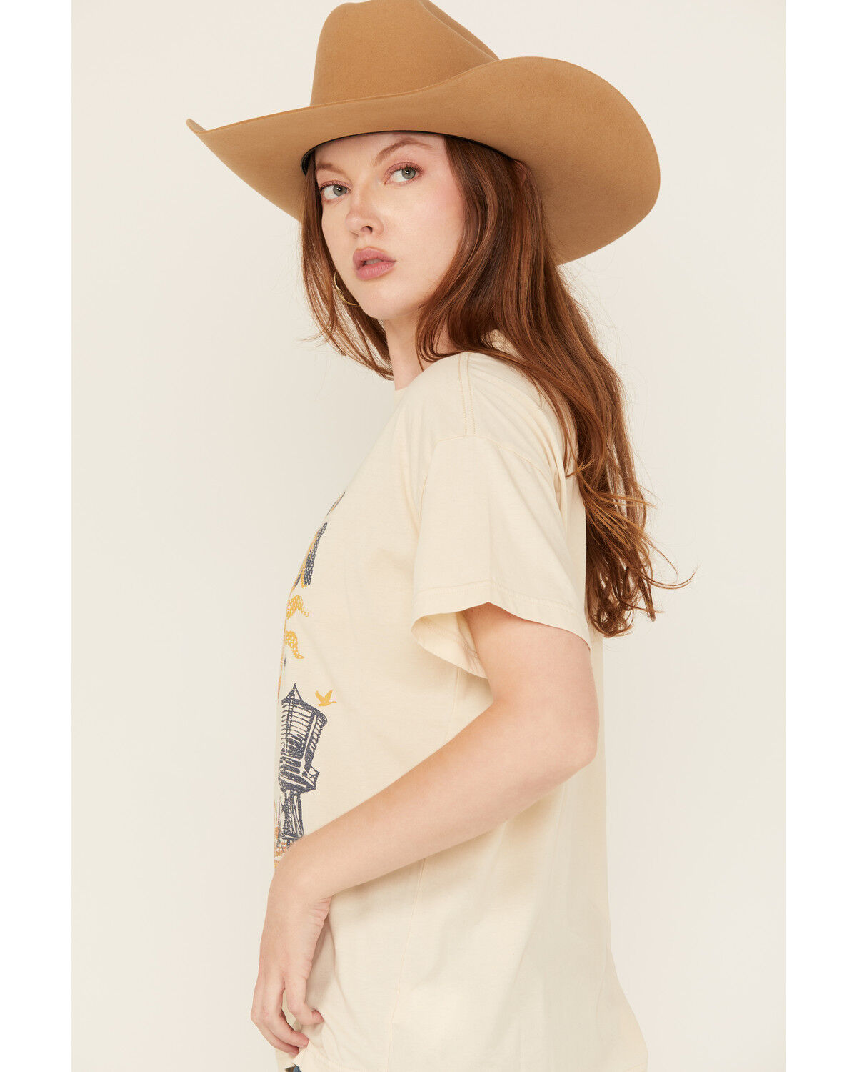 Image #2 - Cleo + Wolf Women's Oversized Short Sleeve Graphic Tee, Sand, hi-res