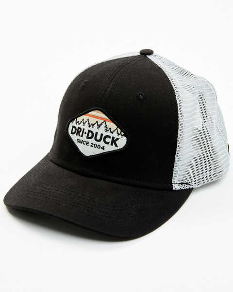 Dri-Duck Men's Hudson Tree Line Patch Trucker Hat, Black, hi-res
