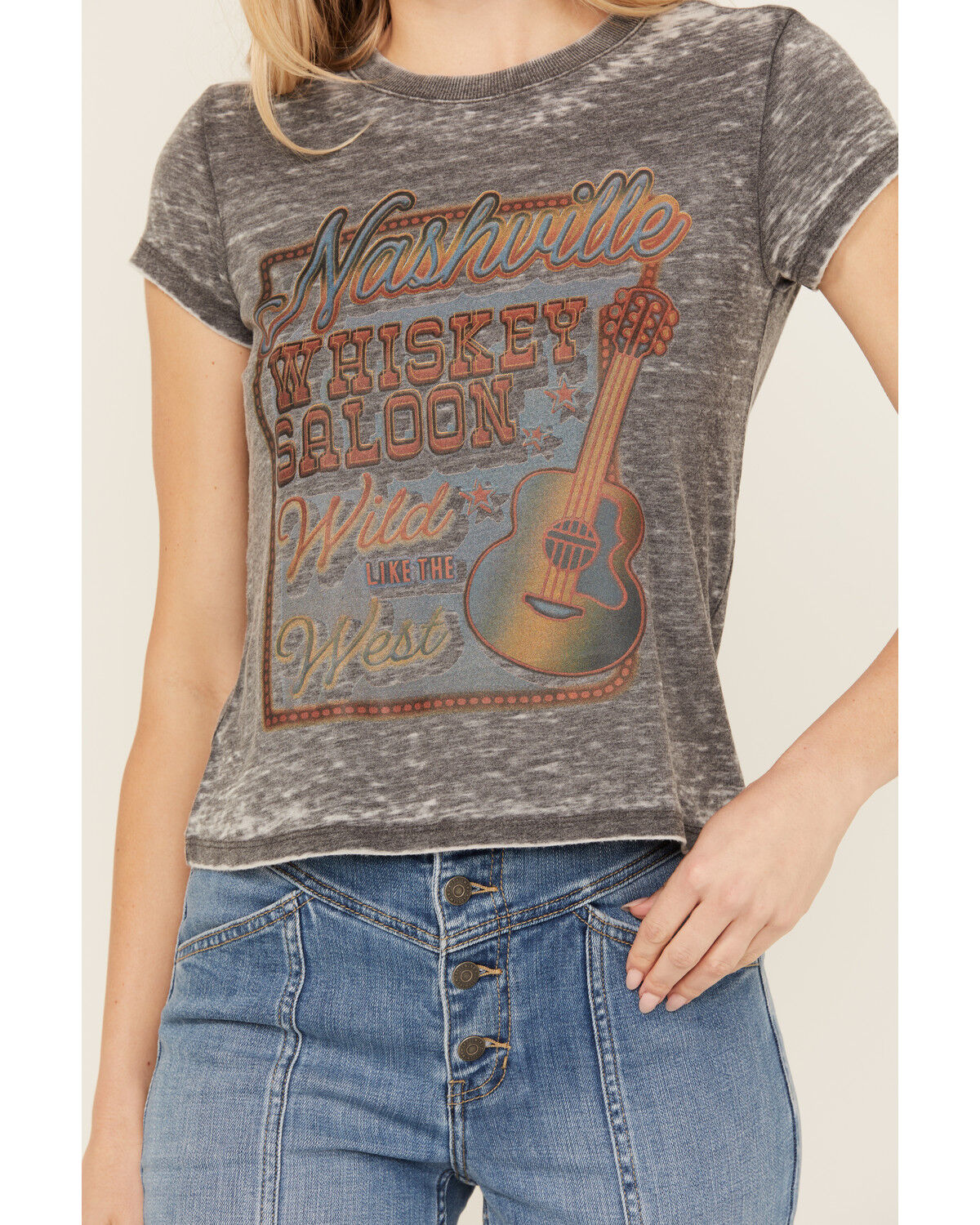 Image #3 - Idyllwind Women's Nashville Whiskey Saloon Short Sleeve Graphic Tee, Black, hi-res