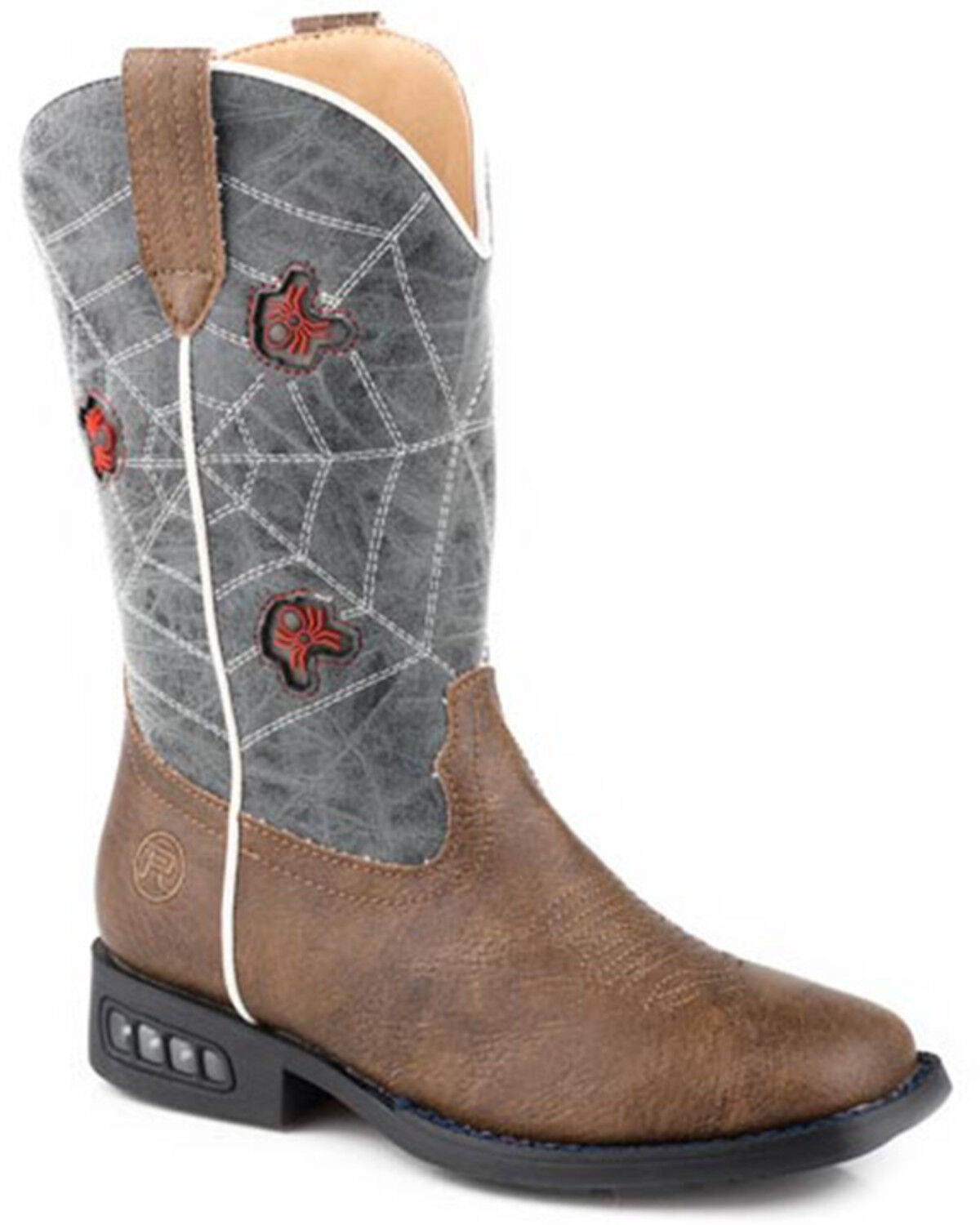 Roper Boys' Spidie Western Boots - Broad Square Toe, Blue, hi-res