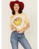 Image #1 - Bohemian Cowgirl Women's Boot Barn Exclusive Americana Smiley Face Graphic Bleach Spray Tee, Mustard, hi-res