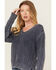 Image #3 - Cleo + Wolf Women's Clark Acid Wash Cable Knit Sweater, Blue, hi-res