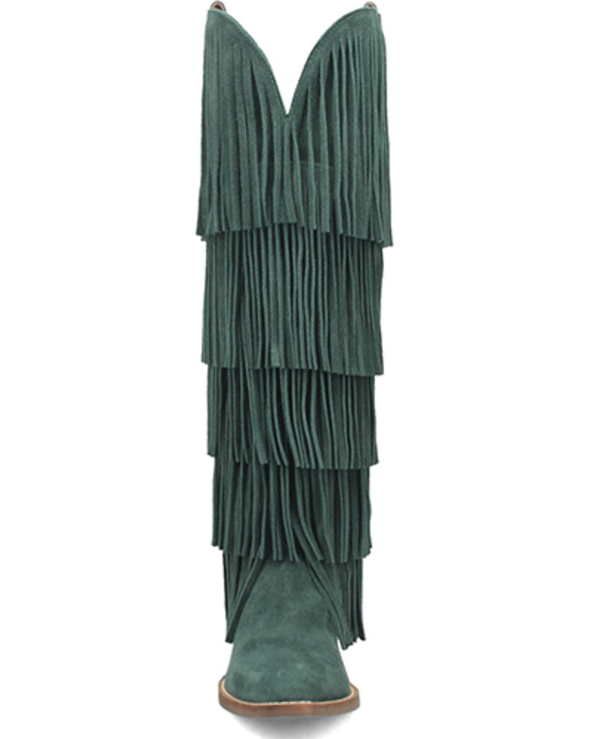 Image #4 - Dingo Women's Wild Child Suede Fringe Tall Western Boots - Snip Toe, Green, hi-res