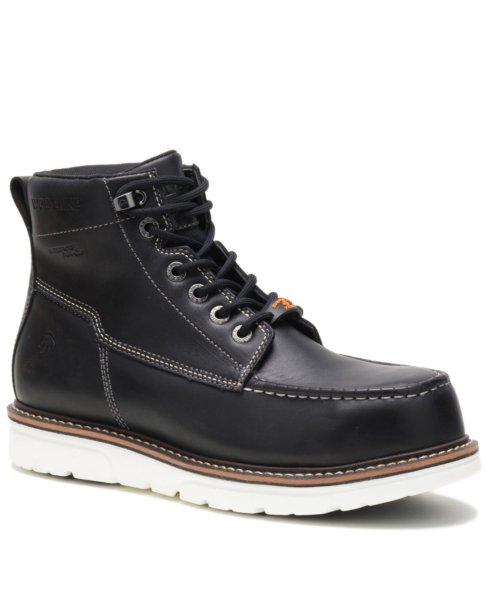 Wolverine Men s I 90 Durashock Moc Toe Work Boots Size 7.5 Black White