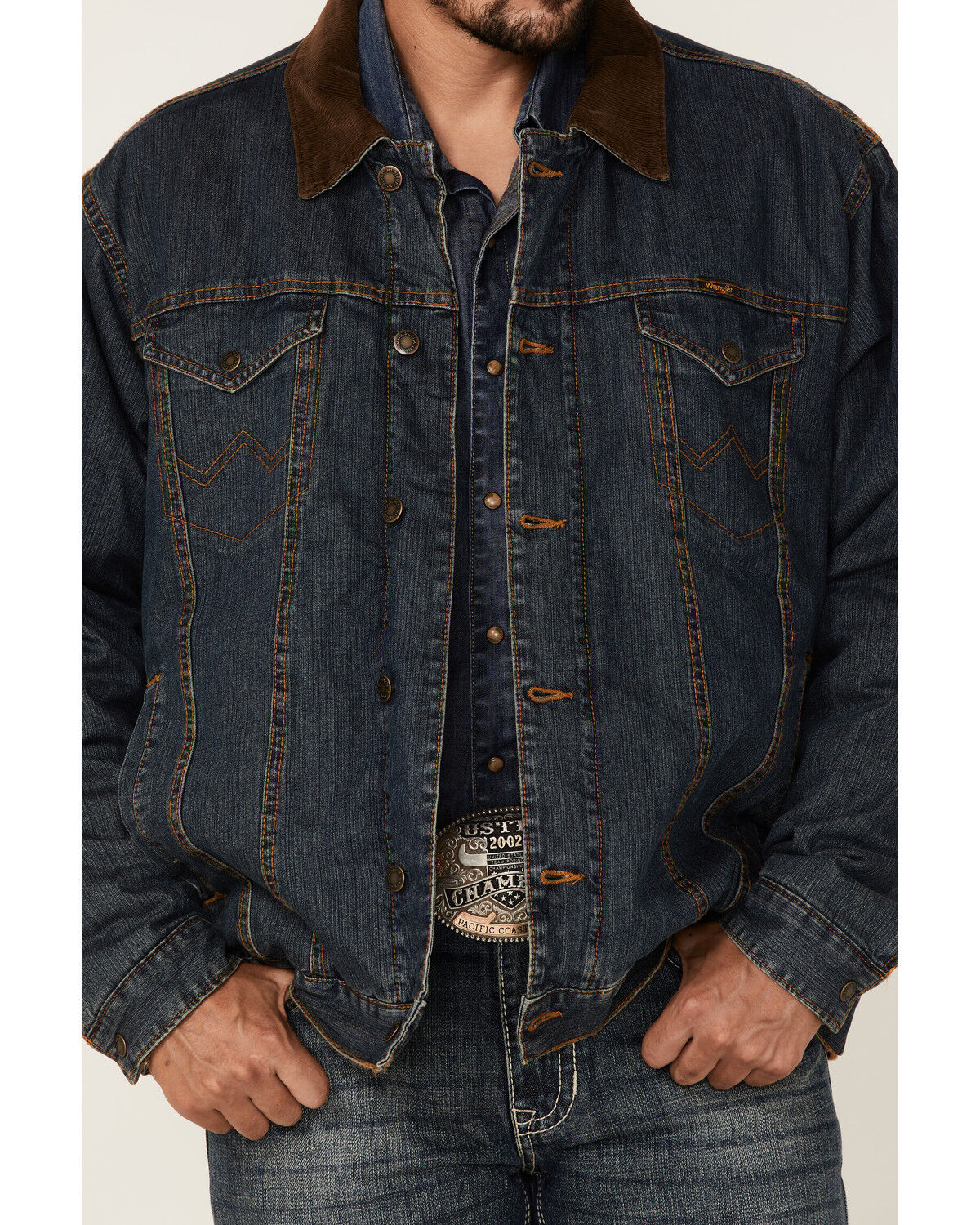 Image #3 - Wrangler Men's Concealed Carry Blanket-Lined Denim Jacket - Tall, Indigo, hi-res
