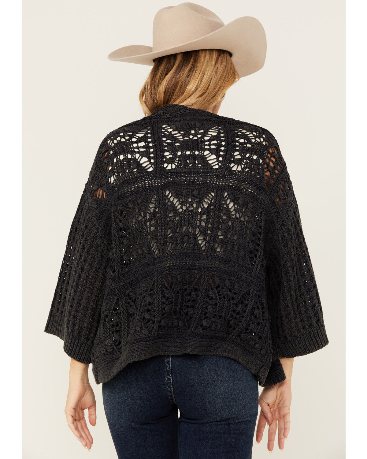 Image #4 - Cotton & Rye Women's Distressed Open Cardigan, Blue, hi-res