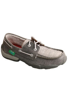 Twisted X Youth Boys' Boat Shoes - Moc Toe, Light Grey, hi-res